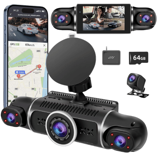 VanTop Dash Cam 360 degree 4 channel front and rear view camera with 2K resolution and WiFi GPS