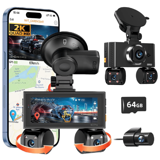 VanTop Dash Cam 4 channel front and rear 360 degree 2K car camera with IPS touch screen and GPS